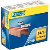 Agrafes Rapid Strong Red Stripe 24/6 11700245 Cuivre Argenté 2 000 Agrafes