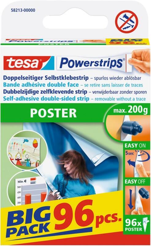 tesa Strip Powerstrips Poster Transparant 20 mm (B) x 0,045 m (L) Poster 96 Stuks