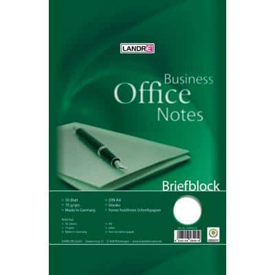 LANDRÉ Office A4 Schrijfblok Groen Kartonnen kaft Blanco 50 Vellen