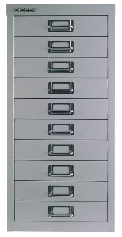 Caisson à tiroirs Bisley 10 tiroirs Gris 279 x 408 x 670 mm