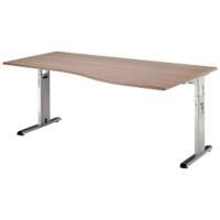 Bureau Hammerbacher Matrix VOS Hauteur ajustable En forme de haricot Noyer C-Pied 1800 (L) x 1000 (P) x 850 (H) mm Acier, Aggloméré