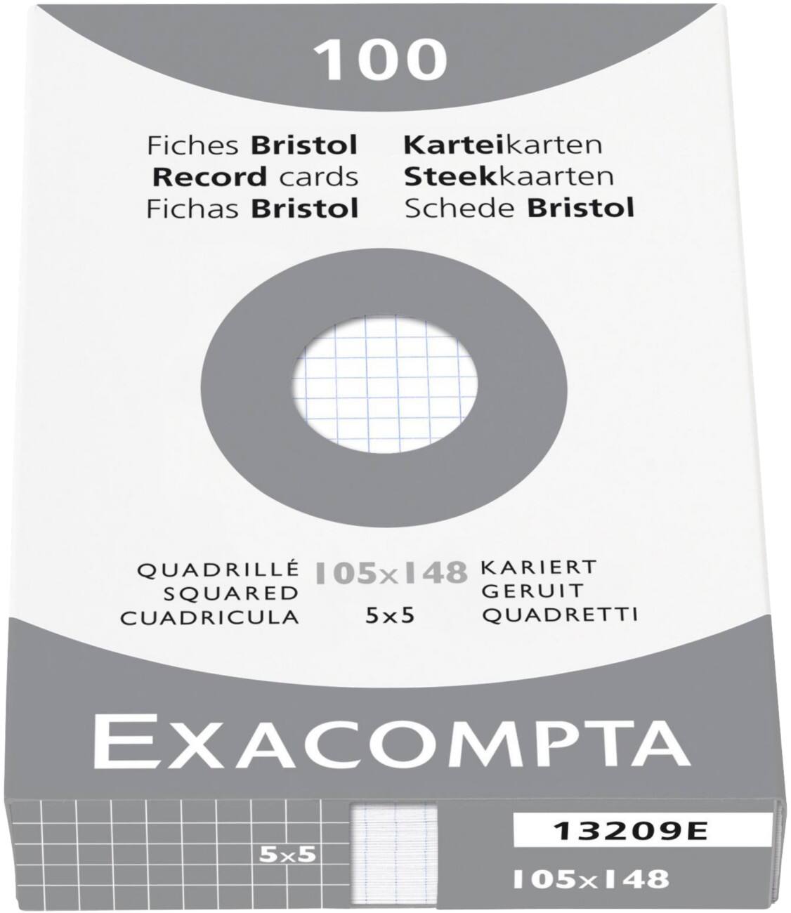 Fiches quadrillées Exacompta Bristol Blanc 10,5 x 14,8 cm 100 Unités