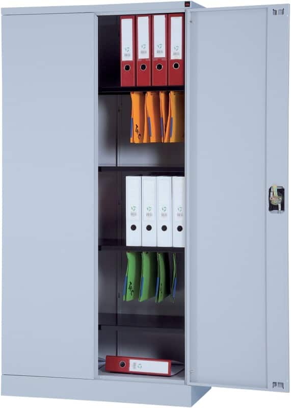 Armoire à portes battantes Realspace Acier 4 Étagères Verrouillable 920 x 420 x 1800 mm Gris clair