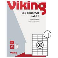 Viking Multifunctionele Etiketten 3922830 Zelfklevend Wit 70 x 25,4 mm 100 Vellen met 33 Etiketten