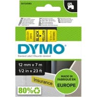 Ruban d’étiquettes Dymo D1 S0720580 / 45018 d’origine Autocollantes Noir sur jaune 12 mm x 7 m