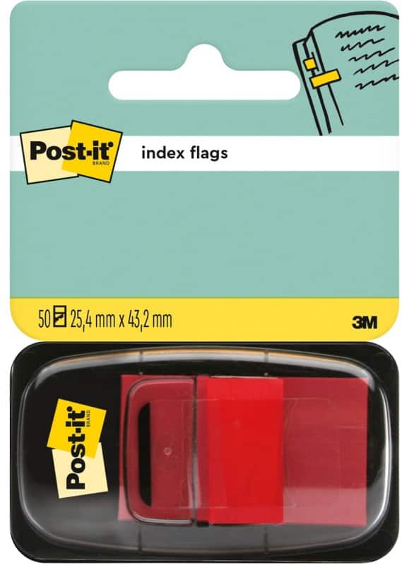 Post-it Indexen Rechthoekig 2,54 x 4,32 cm Rood 50 Strips