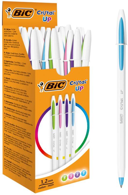 BIC Cristal Up Balpen Kleurenassortiment 0,35 mm Medium Balpen 20 Stuks