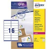 Étiquettes d’adresse Avery L7162-100 Autocollantes 99,1 x 33,9mm Blanc 100 Feuilles de 16 Étiquettes