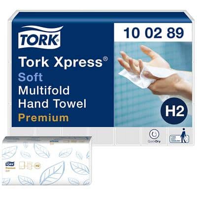 Tork Premium Handdoeken H2 M-vouw Wit 2-laags 100289 21 Stuks à 150 Vellen