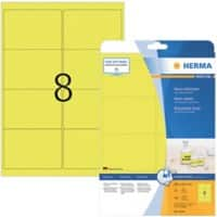 Étiquettes universelles HERMA 5144 Adhésif A4 Jaune fluo 99.1 x 67.7 mm 20 Feuilles de 8 Étiquettes