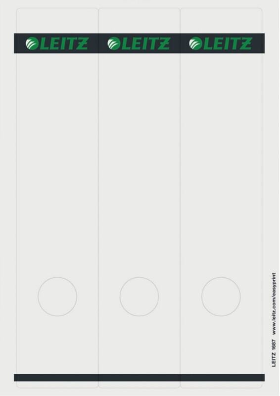Leitz PC Printbare Zelfklevende Rugetiketten 1687 Lang Voor Leitz 1080 Ordners Lichtgrijs 62 x 285 mm 75 Stuks