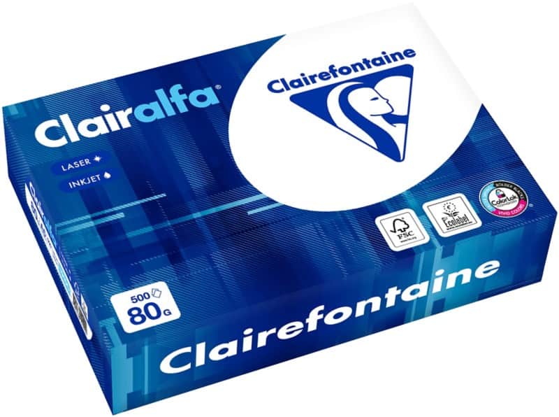 Papier imprimante Clairalfa A5 Clairefontaine Blanc 80 g/m² Lisse 500 Feuilles