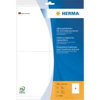 Étiquette d'adresse HERMA 4444 A4 Blanc 105 x 144 mm 20 Feuilles de 4 Étiquettes