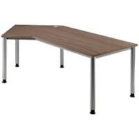 Hammerbacher Matrix Bureau Vrije vorm Walnoot 4 voeten 2.100 (B) x 1.130 (D) x 760 (H) mm Aluminium, Hout, Kunststof, Spaanplaat