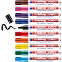 Marqueur permanent edding 3300 Large Pointe biseautée 5 mm Assortiment Rechargeable 10 Unités