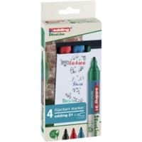 edding EcoLine 31 Flipovermarker Medium Ronde punt 1,5 - 3 mm Kleurenassortiment Navulbaar 4 Stuks