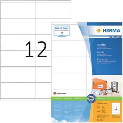 HERMA Multifunctionele etiketten 4457 Wit 105 x 48 mm 100 Vellen à 12 Etiketten