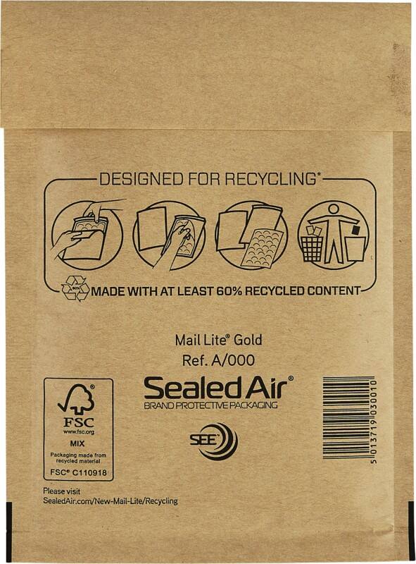 Sealed Air Zak-enveloppenpen A/000 Goud Zonder Venster 110 (B) x 160 (H) mm Kleefstrip 100 Stuks