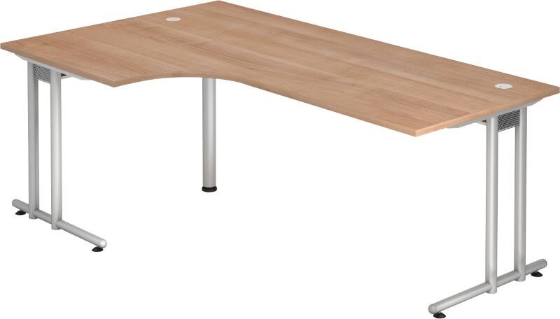 Bureau d'angle Hammerbacher Matrix VNS Hauteur pas réglable Forme libre Noyer C-Pied 2000 (L) x 1200 (P) x 740 (H) mm Acier, Aggloméré