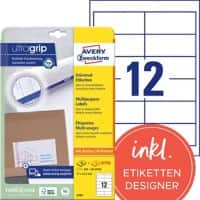 AVERY Zweckform Ultragrip Laser Etiketten 4781 Klevend A4 Wit 97 x 42,3 mm  30 Vellen à 12 Etiketten