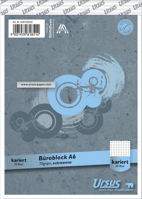 Bloc-notes Ursus Style A6 Quadrillé Agrafé Papier Gris Perforé 100 pages