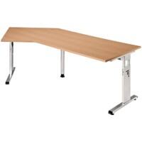 Bureau Hammerbacher Matrix Réglable en hauteur Forme de haricot Décor hêtre Aggloméré, Aluminium, Bois, Plastique Pied-C 2100 x 1130 x 850 mm