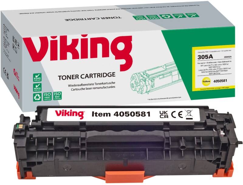 Viking 305A compatibele HP tonercartridge CE412A geel