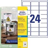 Avery Waterbestendige folie-etiketten J4773-10 Klevend A4 Wit 33,9 x 5 mm  10 Stuks à 24 Etiketten 