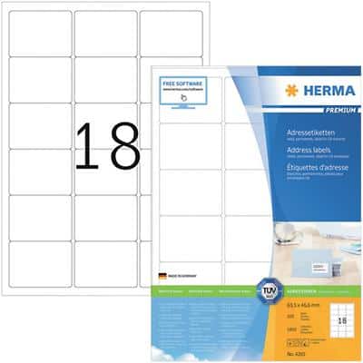 HERMA Multifunctionele etiketten 7025 Wit 63,5 x 46,6 mm 100 Vellen à 18 Etiketten