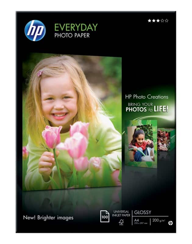 HP Inkjet Everyday Fotopapier Glanzend A4 200 g/m² Wit 100 Vellen