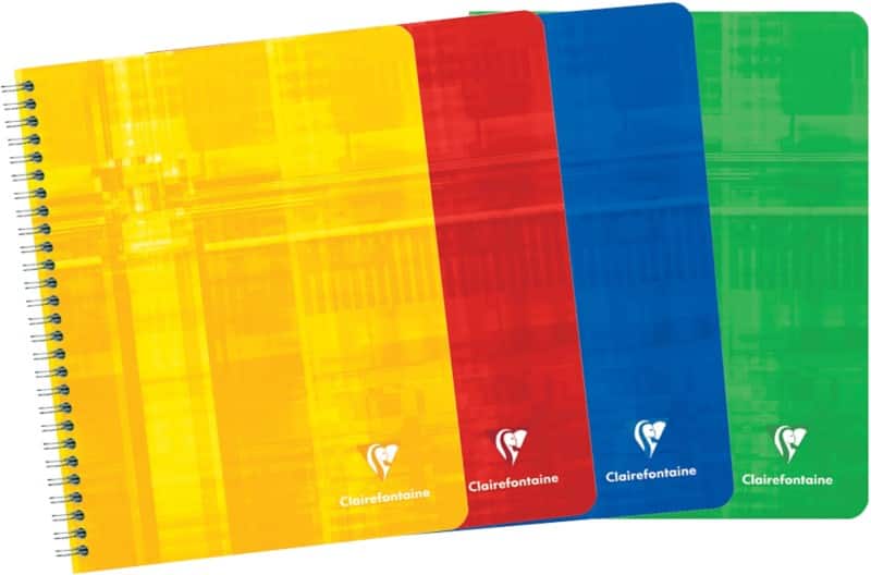 Cahier à double spirale Clairefontaine A5+ Quadrillé Reliure en spirale Carton laminé Blanc  60 Pages