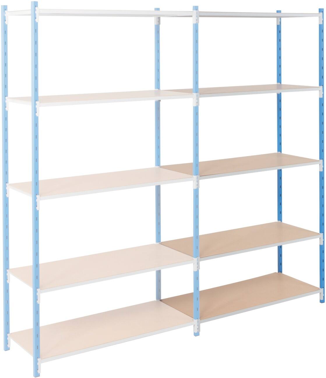 Extension d'étagère MANORGA 5 étagères Acier galvanisé 1000 x 600 x 2000 mm Bleu