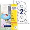 Étiquettes pour CD AVERY L6043-25 Blanc A4 25 Feuilles de 2 Étiquettes
