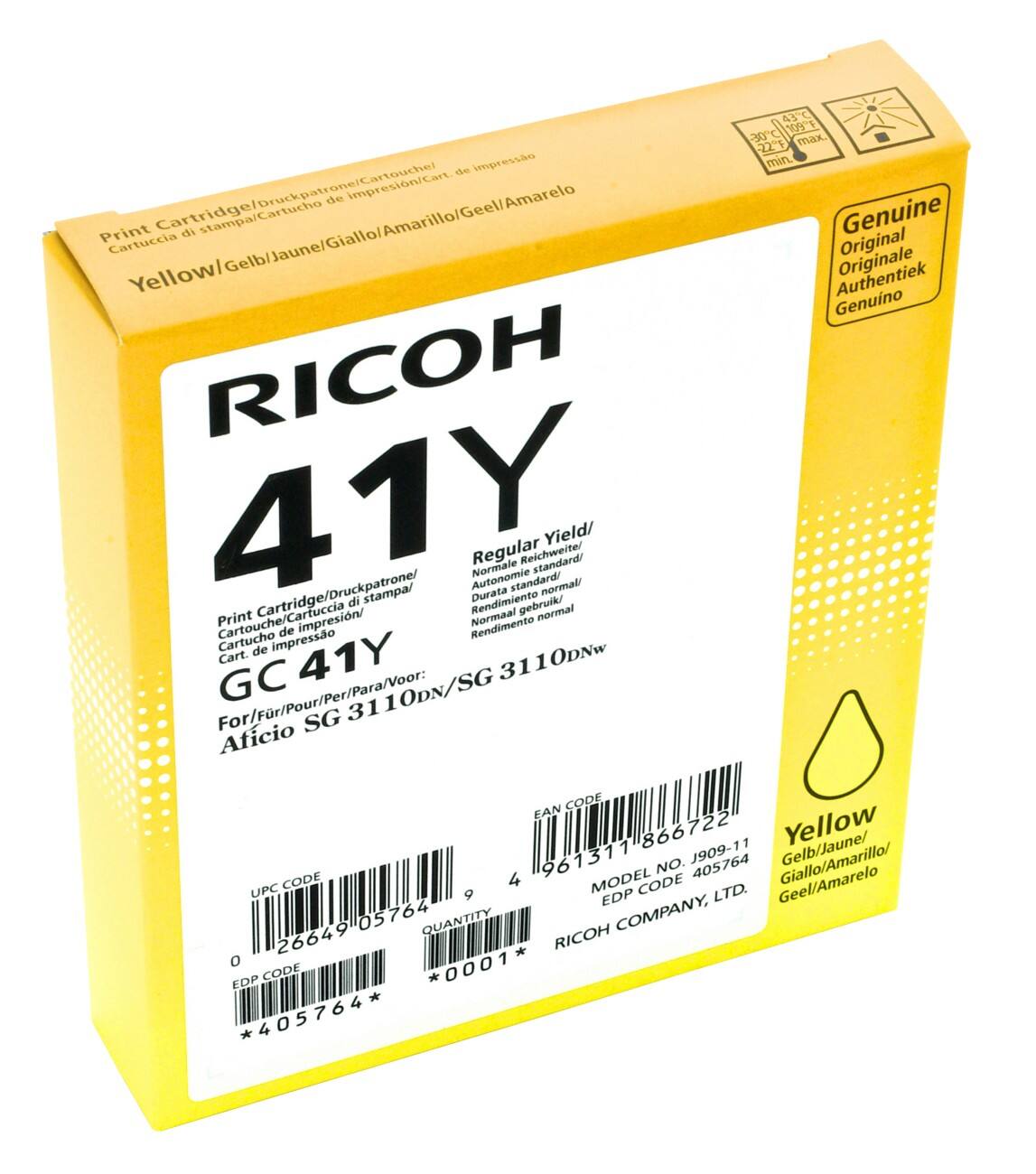 Ricoh GC-41YH Origineel Inktcartridge 405764 Geel