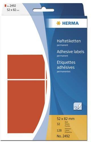 Étiquettes HERMA 2492 adhésif Rouge 52 x 82 mm 32 Feuilles de 5 Étiquettes