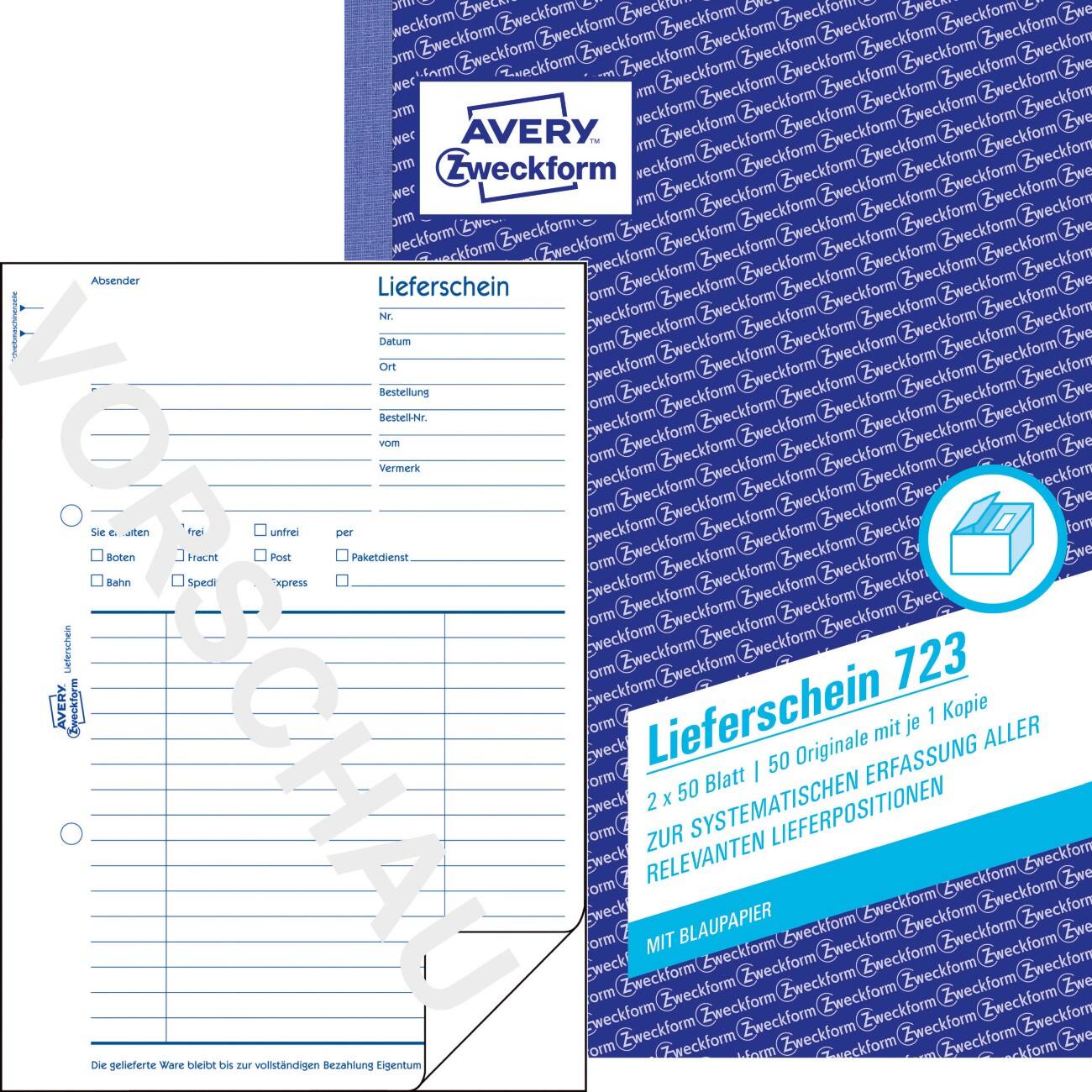AVERY Zweckform 723 Leveringsnota's Wit, blauw A5 60 g/m² 50 Vellen
