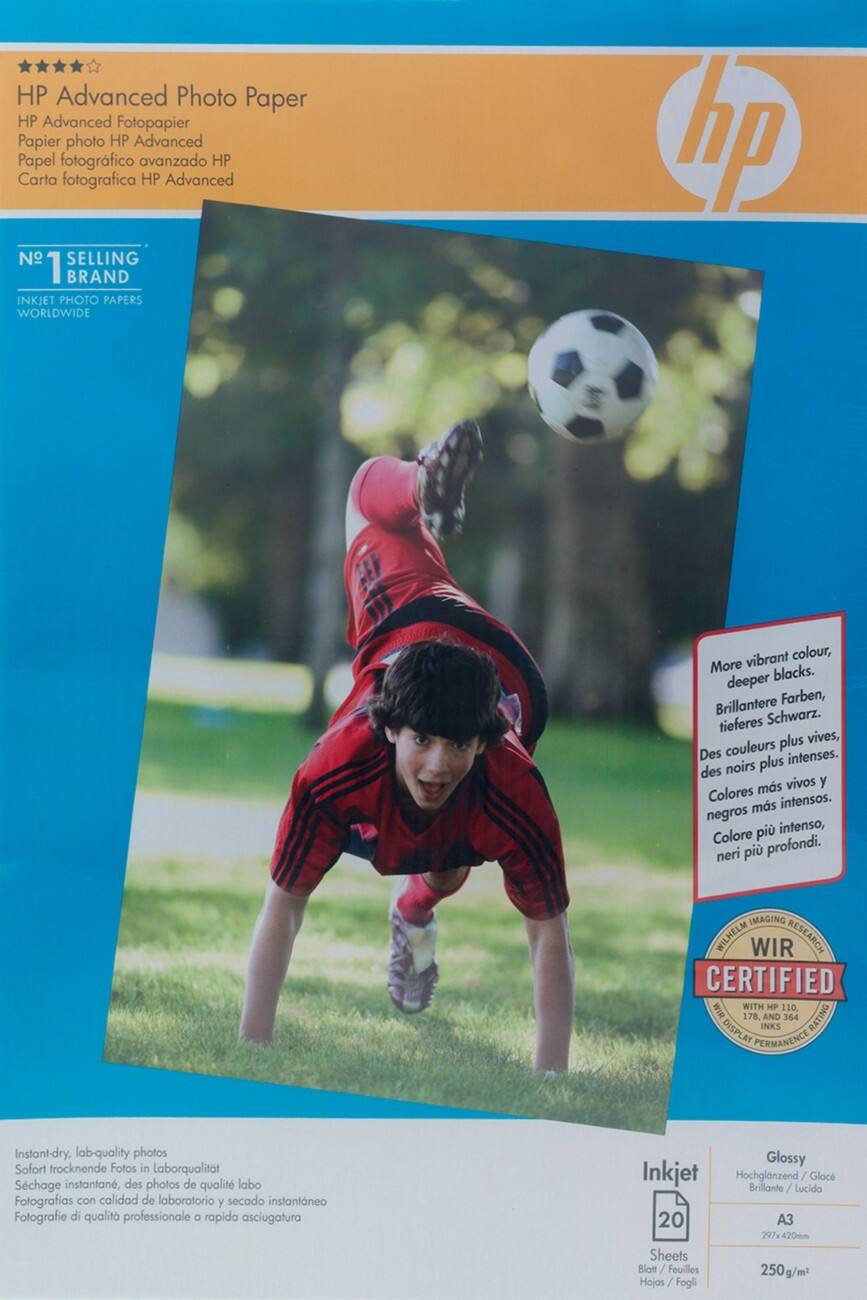 Papier photo HP Advanced Blanc Brillant 250 g/m² 29,7 x 42 cm A3 20 Feuilles