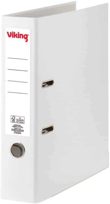 Classeur à levier Viking Large A4 75 mm Blanc 2 Anneaux Plastique Mat Portrait