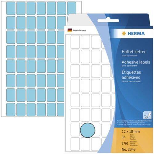 HERMA Etiketten 2343 Klevend Blauw 12 x 18 mm  32 Vellen à 56 Etiketten