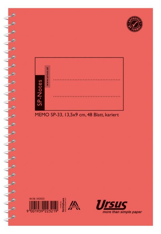 Cahier Ursus Style Format spécial Quadrillé Reliure à spirale Carton pressé Orange Sans perforation 96 pages 48 feuilles