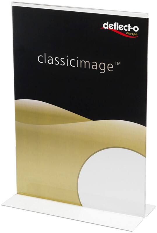 Porte-visuel Deflecto A5 En forme de T 21,5 (L) x 9,8 (P) x 31 (H) cm Transparent