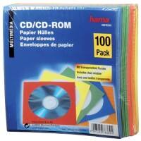 Hama CD-/DVD hoezen 00078369 Papier Blauw, Groen, Rood, Oranje, Geel 1 x CD/DVD 100 Stuks