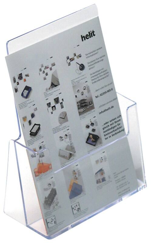Porte-brochures helit the helpdesk A4 23,5 (L) x 8,5 (P) x 25 (H) cm Transparent 2 Unités 
