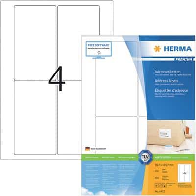 HERMA Multifunctionele etiketten 4472 Wit 78,7 x 139,7 mm 100 Vellen à 4 Etiketten
