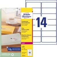 Avery L7563-25 Adresetiketten Zelfklevend 99,1 x 38,1 mm Transparant 25 Vellen à 14 Etiketten