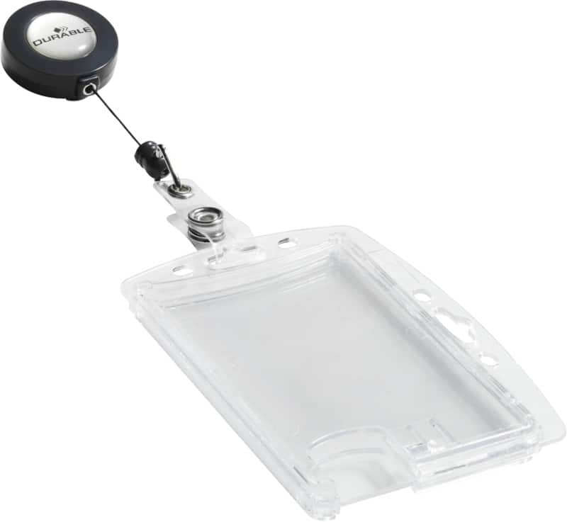 Badges à clip DURABLE avec Enrouleur et lanière bouton pression 8224-19 90 x 54 mm 10 Unités