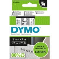 Ruban d'étiquettes DYMO D1 Authentique 45010 S0721440 Autocollantes Noir sur Transparent 12 mm x 7 m