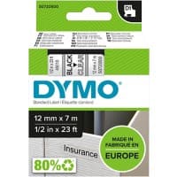Ruban d’étiquettes Dymo D1 S0720500 / 45010 d’origine Autocollantes Noir sur transparent 12 mm x 7 m