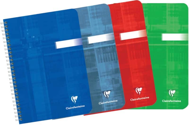 Cahier à spirales Clairefontaine A5 Quadrillé Reliure en spirale Carton laminé Blanc  180 Pages