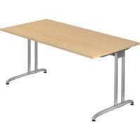 Hammerbacher Niet Hoogteverstelbaar Bureau Ahorn Gemelamineerde spaanplaat Zilver T-Voet 1.600 x 800 x 720 mm